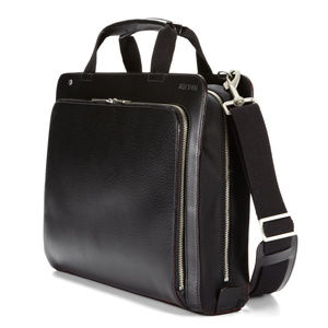 Jack Spade Split Briefcase Boarskin Leather Black